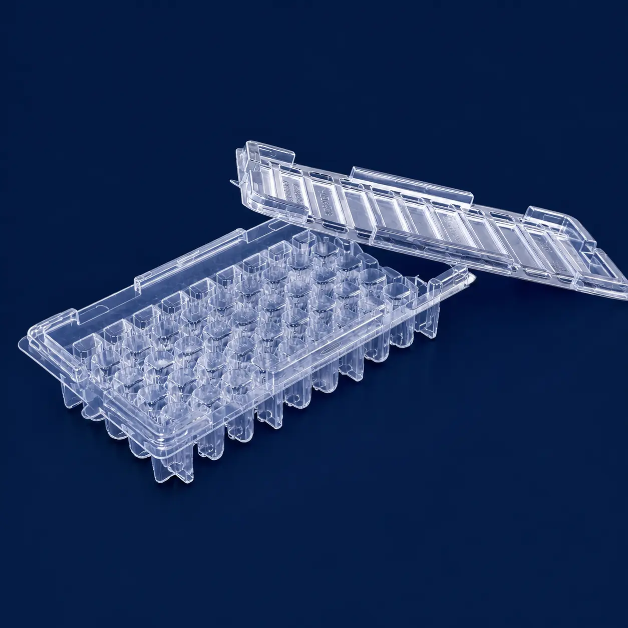 Transparent thermoformed blister packaging tray for product protection and display